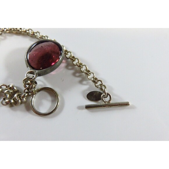 8" Sterling Silver SG Toggle Link Bracelet Rolo Link Charm Bracelet - Picture 9 of 13